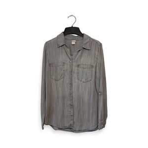 Chicos Button Down Shirt Gray Size 8/10